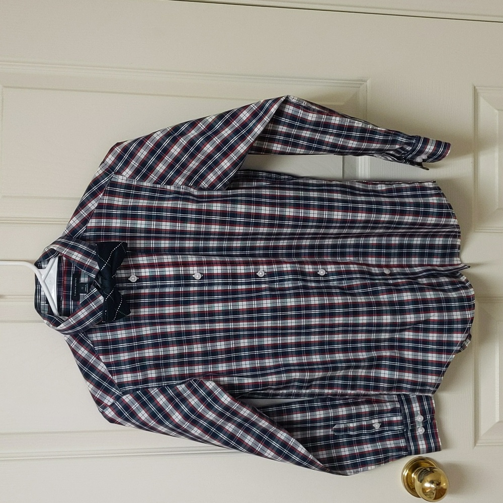 Boys Plaid Button Down Dress Shirt with matching Tie.